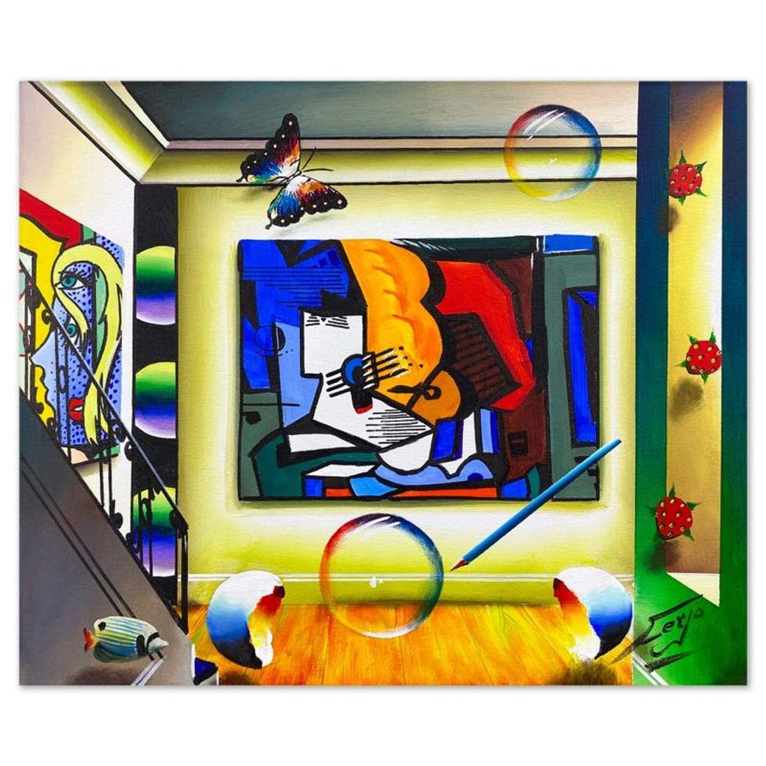 Ferjo, Original Acrylic Painting on Canvas, Hand Signed with Letter of Authenticity.: This is an original acrylic painting on stretched canvas by Ferjo, hand signed by the artist. Includes Letter of Authenticity. Measures approx. 20" x 24" (image).