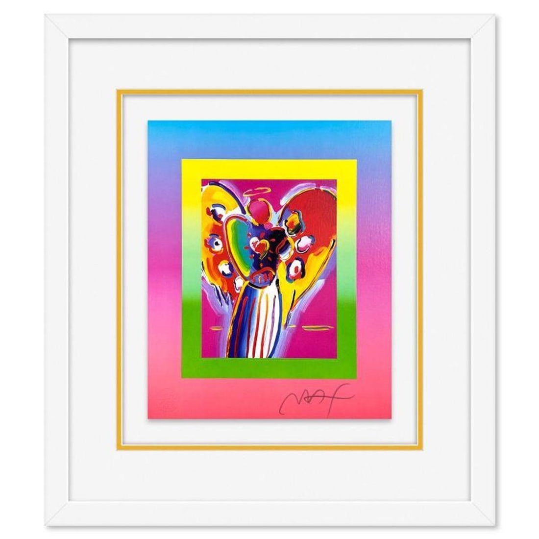 Peter Max, "Angel with Heart on Blends" Framed Limited Edition Lithograph, Numbered and Hand Signed (1 of 2)
