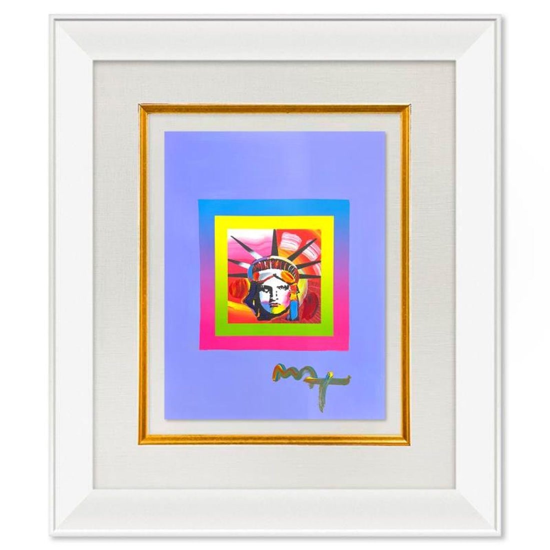 Peter Max, "Liberty" Framed One-of-a-Kind Acrylic Mixed Media, Hand Signed with Registration Number (1 of 2)