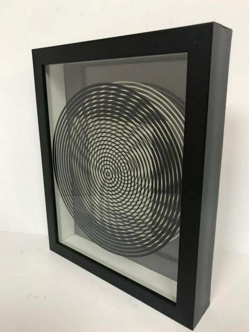 Victor Vasarely- 3D Wall Sculpture/object "Cinetiques": Artist: Victor Vasarely. Medium: 3D Wall Sculpture/object. Title: Cinetiques. Size: 11" x 10". Measures approx. 13" x 11" (framed). Certificate of Authenticity: Is included. Additional: Measures 11x13