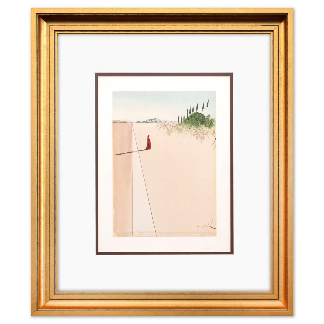 Salvador Dali- Original Color Woodcut on B.F.K. Rives Paper "Inferno 1": Artist: Salvador Dali. Medium: Original Color Woodcut on B.F.K. Rives Paper. Title: Inferno 1. Size: 13" x 10". Measures approx. 21" x 18" (framed). Certificate of Authenticity: Is included. Additiona