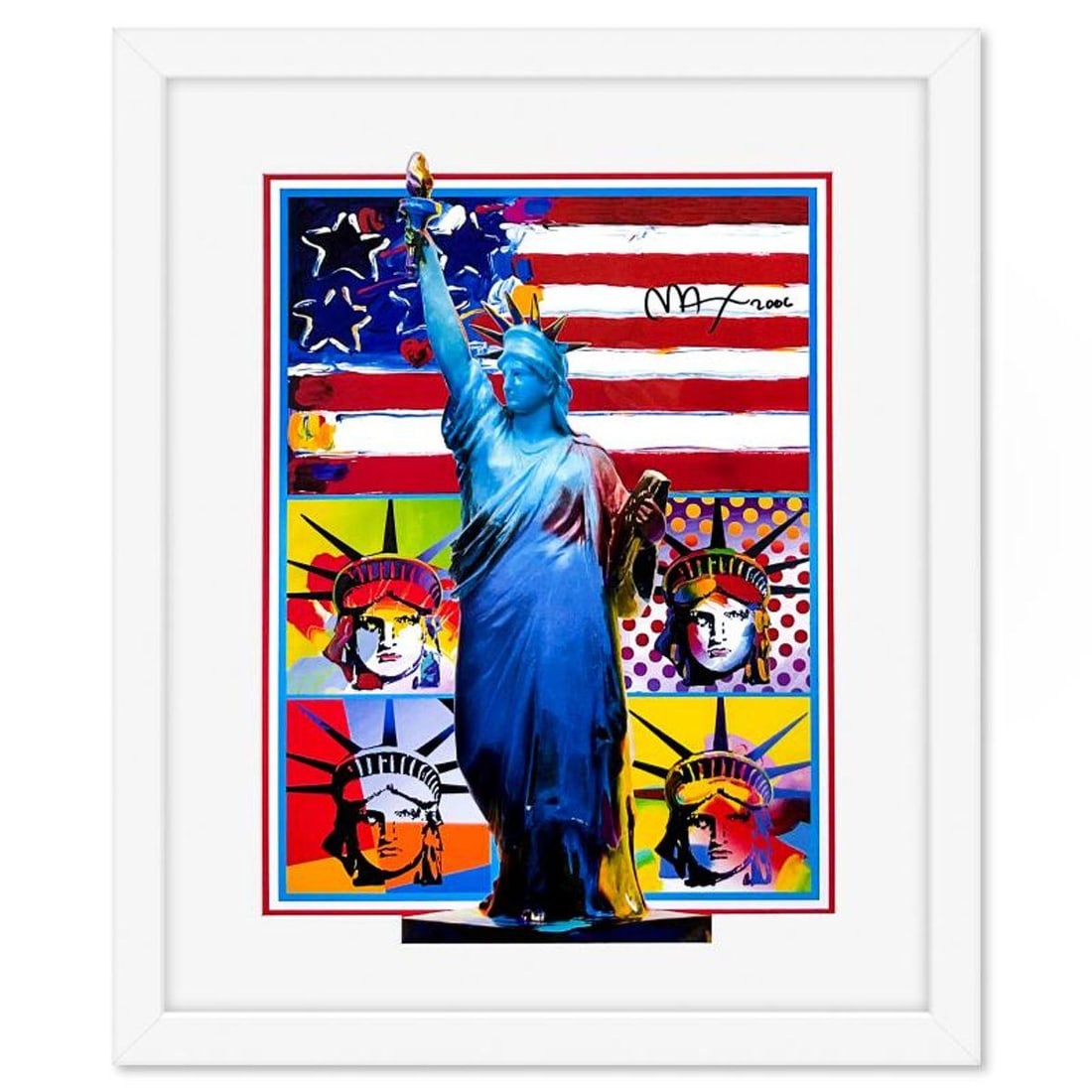 Peter Max, "Full Liberty" Framed Hand Signed Offset Lithograph with Letter of Authenticity. (1 of 2)
