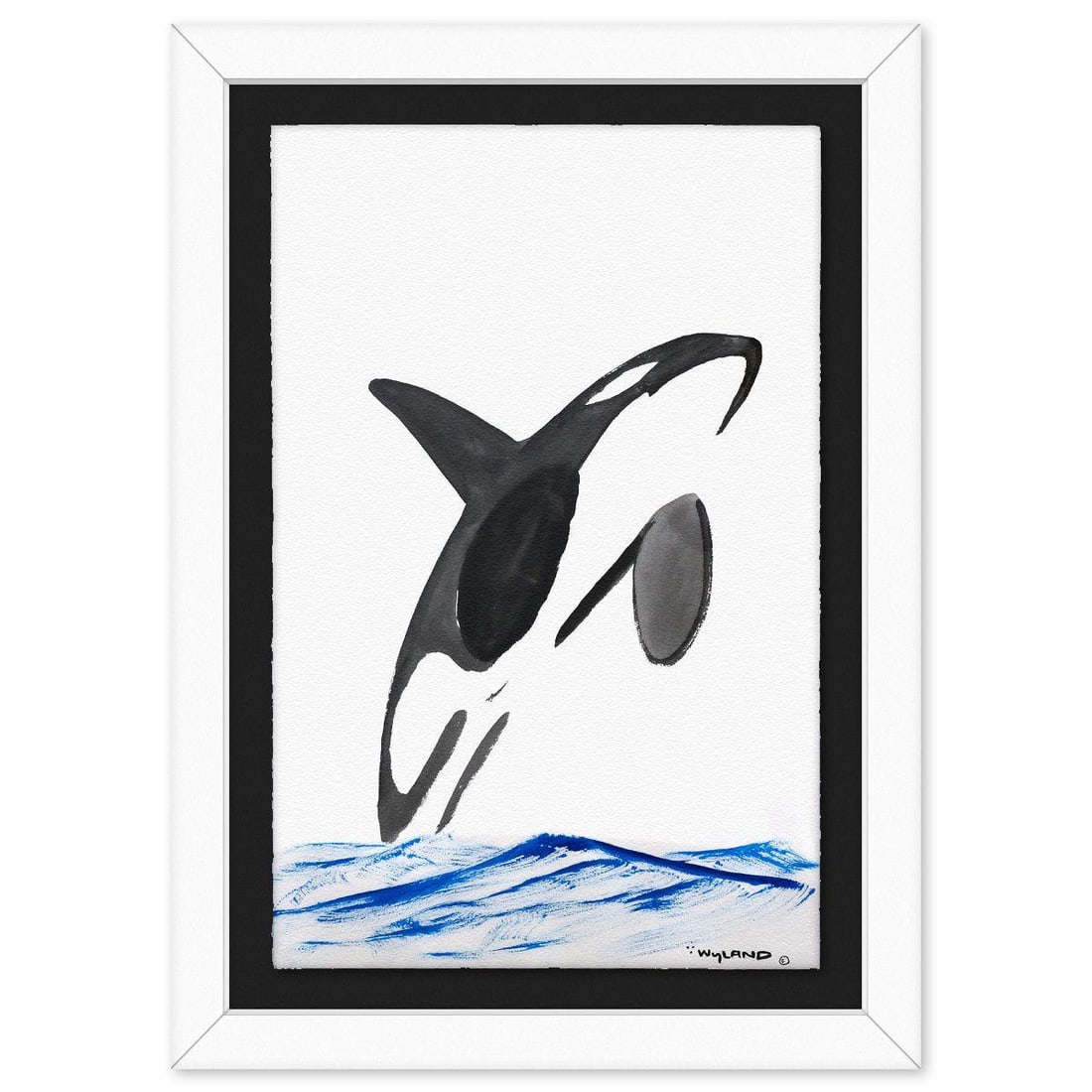 Wyland- Original Sumi Ink Painting "Orca": Artist: Wyland. Medium: Original Sumi Ink Painting. Title: Orca. Size: 40" x 26". Measures approx. 49" x 35" (framed). Signature: Hand signed by the artist. Certificate of Authenticity: Is included. R