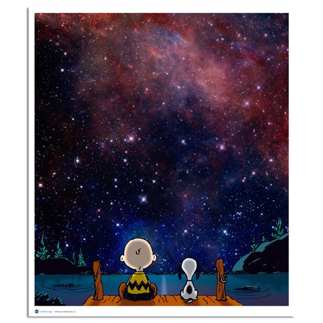 Peanuts, "The Night's Sky" Hand Numbered Canvas Limited Edition Fine Art Print with Certificate of: A vibrant and striking edition portraying the simple yet emotive art of Charles. M. Schulz, creator of PEANUTS . You'll love the color, it really POPS in person! It looks incredible on the wall and wi