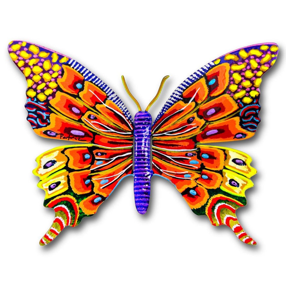 Patricia Govezensky- Original Painting on Cutout Steel "Butterfly": Artist: Patricia Govezensky. Medium: Original Painting on Cutout Steel. Title: Butterfly. Size: 6" x 8". Signature: Hand Signed by the Artist. Certificate of Authenticity: From the publisher. Referenc