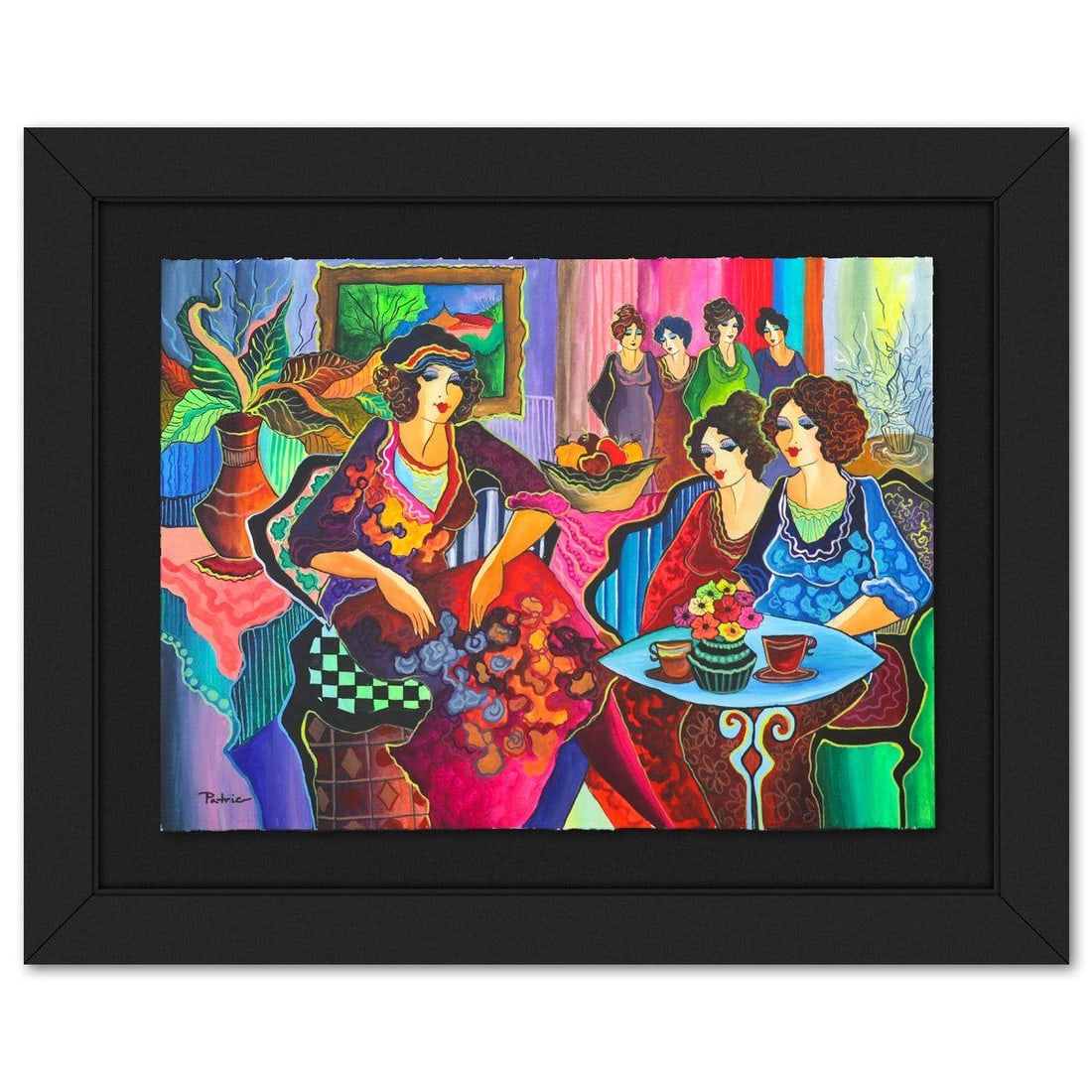 Patricia Govezensky- Original Watercolor on Paper "Vivid Encounter": Artist: Patricia Govezensky. Medium: Original Watercolor on Paper. Title: Vivid Encounter. Size: 22" x 30". Measures approx. 32" x 40" (framed). Signature: Hand signed. Certificate of Authenticity: is