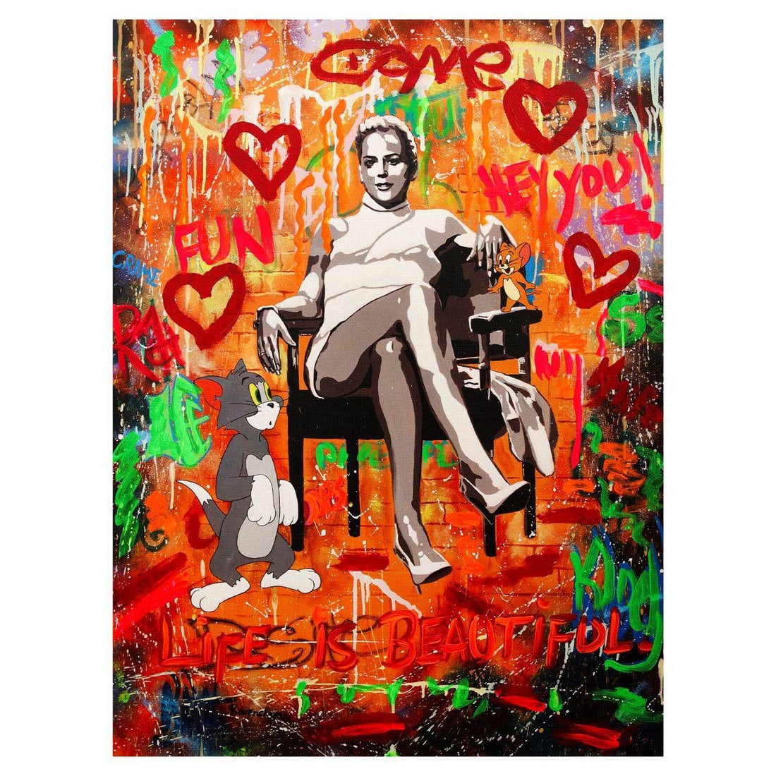 Nastya Rovenskaya- Mixed Media on Canvas "Basic Instinct" (1 of 2)