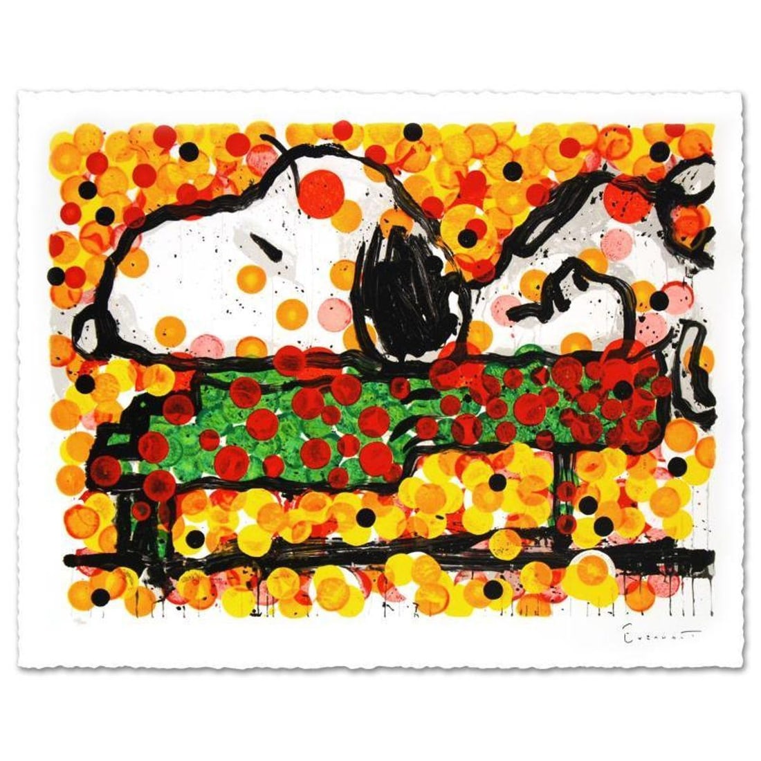 Play that Funky Music Limited Edition Hand Pulled Original Lithograph by Renowned Charles Schulz: Play that Funky Music is a limited edition hand pulled original lithograph on museum quality deckle-edge paper, numbered and hand signed by Tom Everhart. This is one of the final Everhart editions to