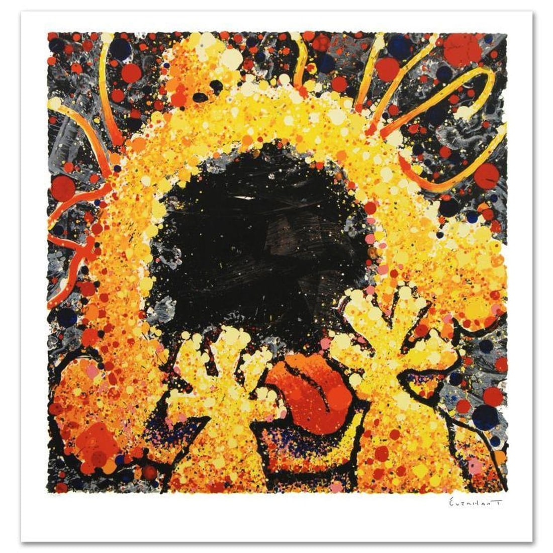 Black Velvet Scream Limited Edition Hand Pulled Original Lithograph by Renowned Charles Schulz: Black Velvet Scream is a limited edition hand pulled original lithograph on museum quality paper, numbered and hand signed by Tom Everhart. This is one of the final Everhart editions to be created on