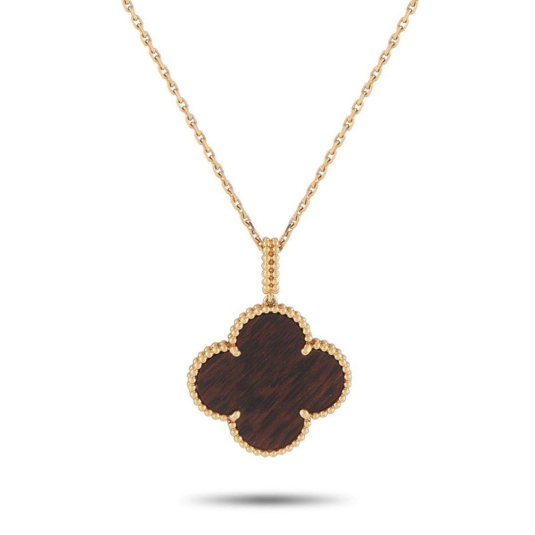 VAN CLEEF & ARPELS MAGIC ALHAMBRA 18K ROSE GOLD NECKLACE: This Van Cleef & Arpels Magic Alhambra necklace plays with proportion. Incredibly versatile, the 36 chain allows you to wear it long or create a double-layered design depending on your mood. An oversi
