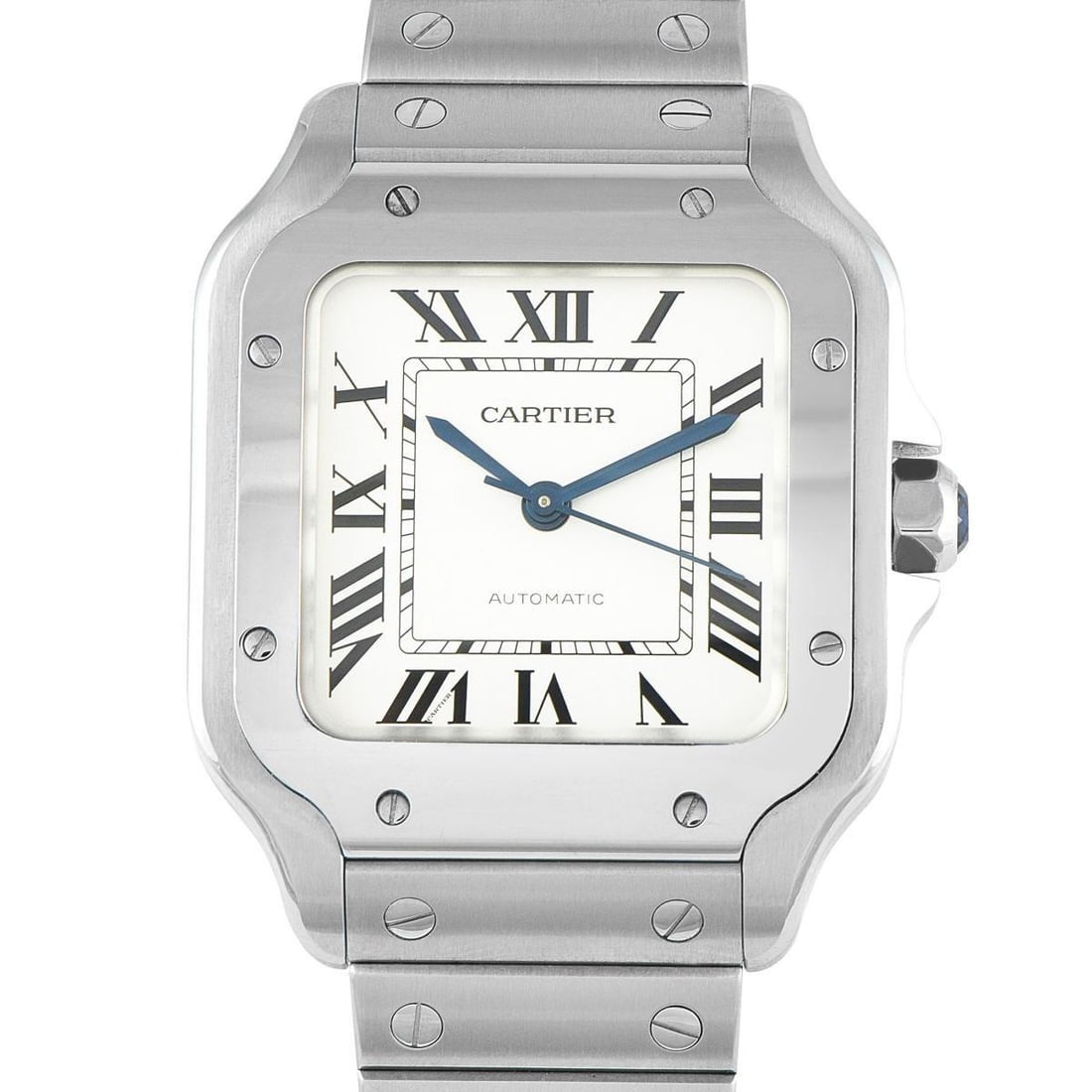 CARTIER SANTOS DE CARTIER SILVERED OPALINE DIAL WATCH (1 of 4)