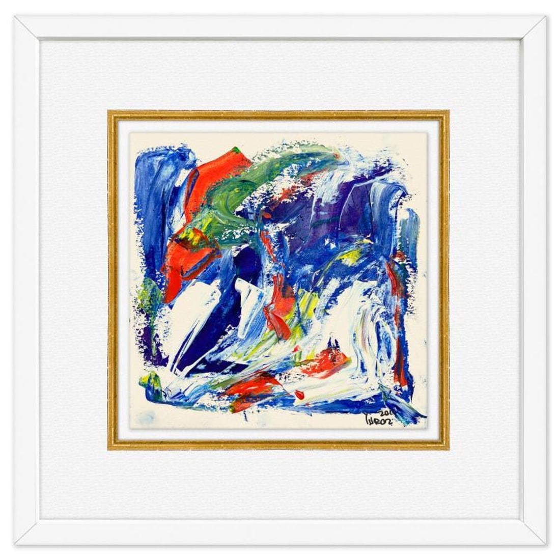 Yuroz, Framed Original Painting, Hand Signed with Letter of Authenticity.: This is an original painting on paper by Yuroz, hand signed by the artist. This piece comes custom framed on linen. Includes Letter of Authenticity. Measures approx. 18" x 18" (frame), 10" x 10" (imag