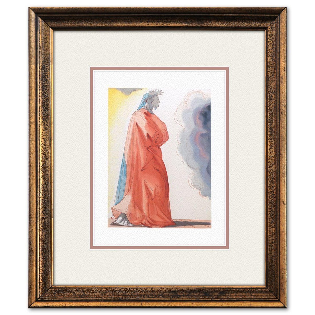 Salvador Dali- Original Color Woodcut on B.F.K. Rives Paper "Paradise 1": Artist: Salvador Dali. Medium: Original Color Woodcut on B.F.K. Rives Paper. Title: Paradise 1. Size: 13" x 10". Measures approx. 21" x 18" (framed). Certificate of Authenticity: Is included. Addition