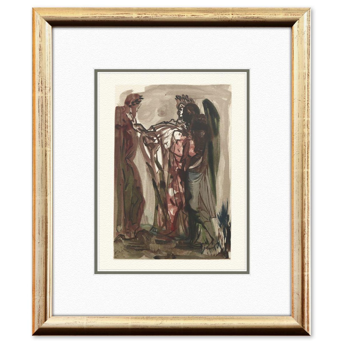 Salvador Dali- Original Color Woodcut on B.F.K. Rives Paper "Purgatory 11": Artist: Salvador Dali. Medium: Original Color Woodcut on B.F.K. Rives Paper. Title: Purgatory 11. Size: 13" x 10". Measures approx. 21" x 18" (framed). Certificate of Authenticity: Is included. Additi