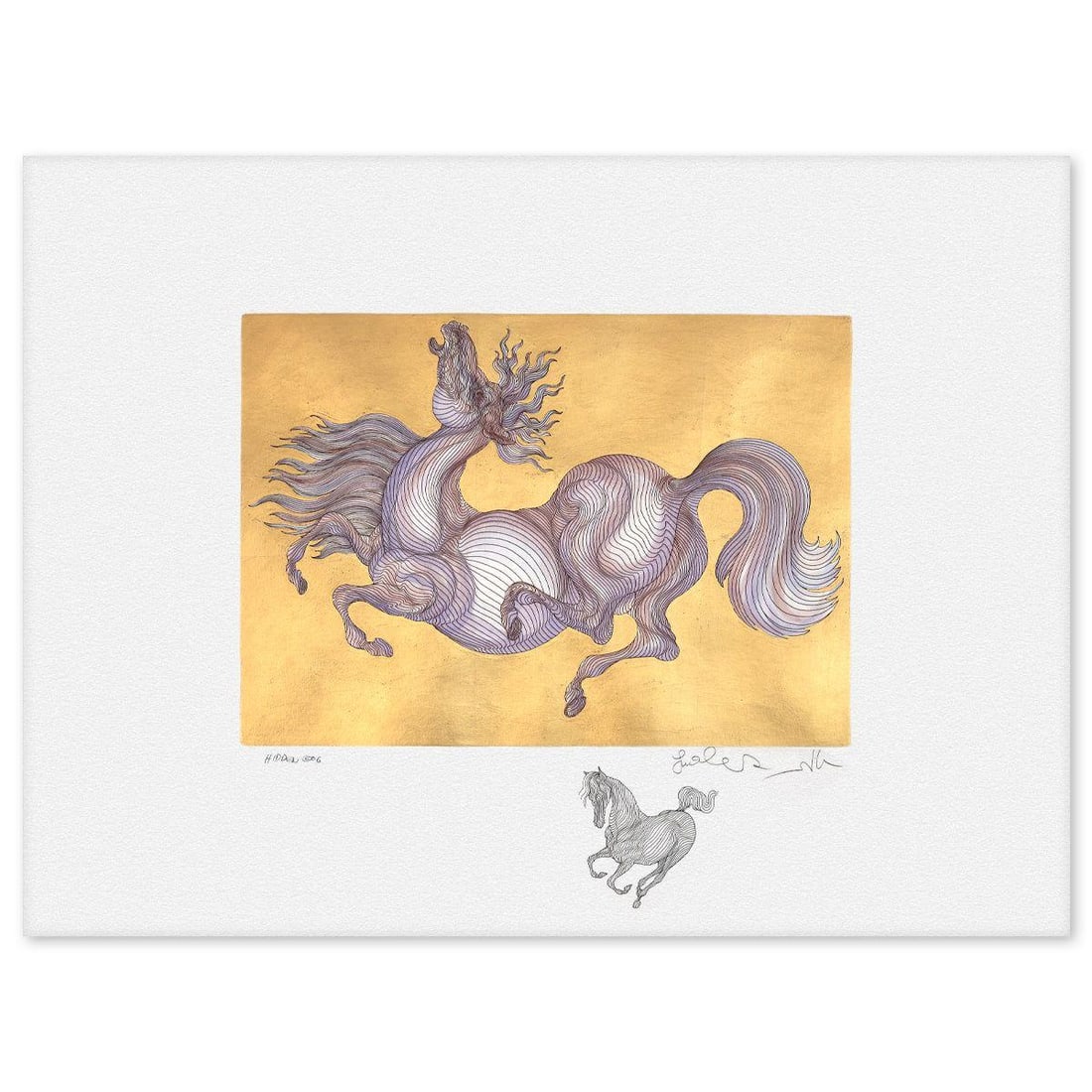 Guillaume Azoulay- Remarque Gold Leaf Etching "Hidden": Artist: Guillaume Azoulay. Medium: Remarque Gold Leaf Etching. Title: Hidden. Size: 20" x 26.5". Signature: Hand Signed. Reference#: 74602.