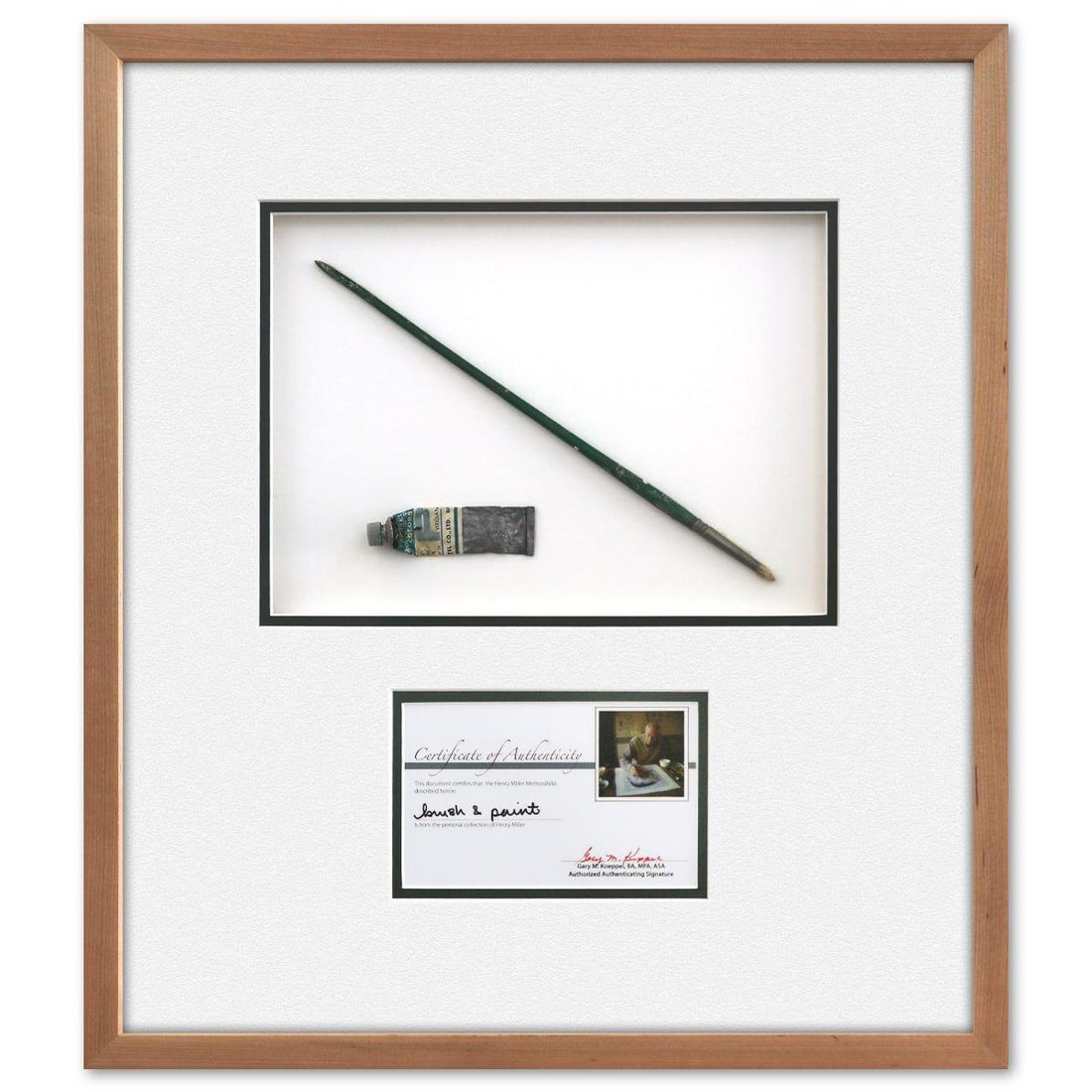 Henry Miller- Mixed Media Collage: Artist: Henry Miller. Medium: Mixed Media Collage. Size: 8" x 11". Measures approx. 20" x 18" (framed). Reference#: 74533.