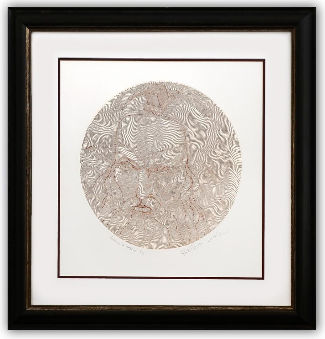 Guillaume Azoulay- Original Etching: Artist: Guillaume Azoulay. Medium: Original Etching. Size: 20" x 19". Measures approx. 30" x 29" (framed). Certificate of Authenticity: Is included. Additional: Custom framed. Reference#: 19871.