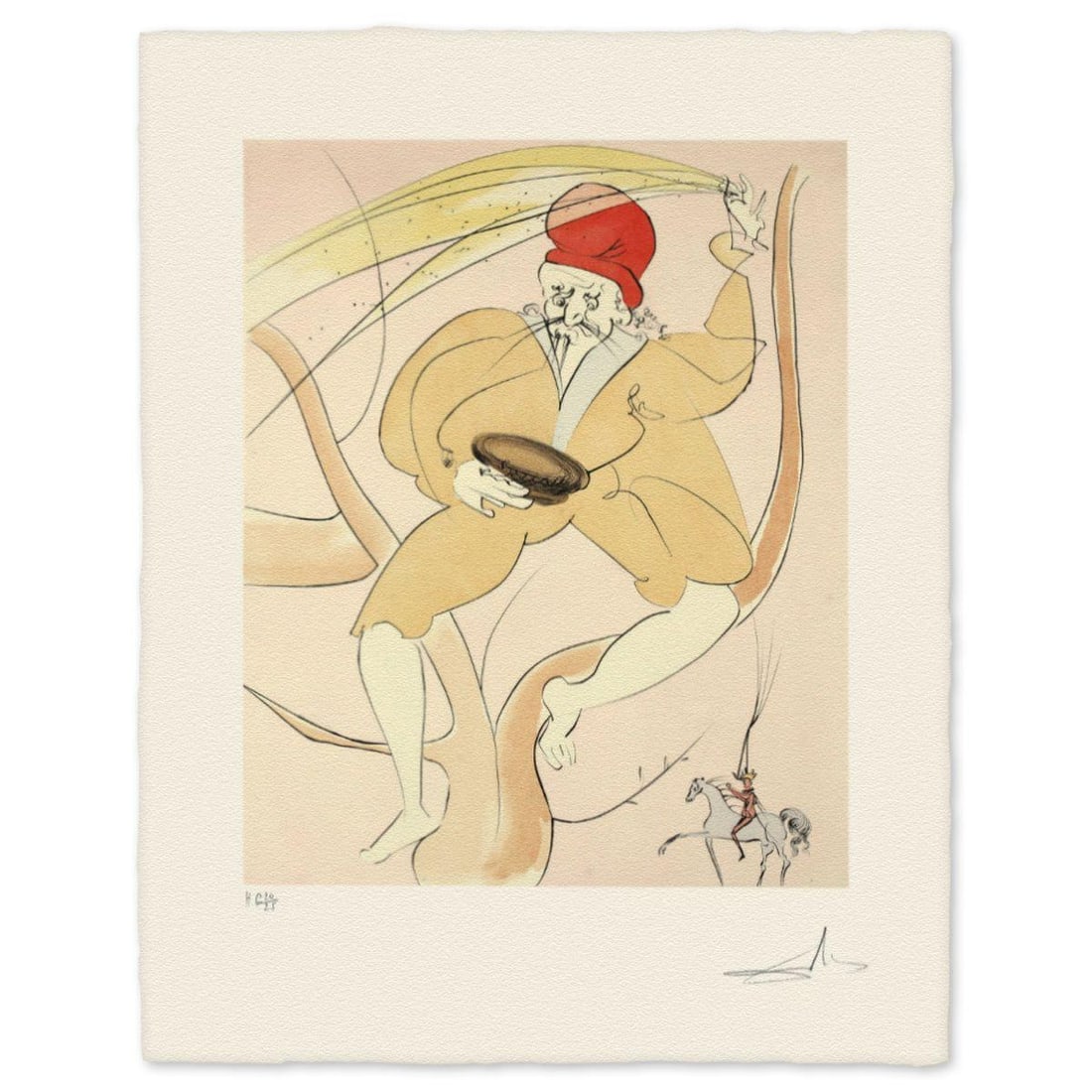 Salvador Dali- Etching "Hanasakaji san- The Old Man that Made Trees Blossom": Artist: Salvador Dali. Medium: Etching. Title: Hanasakaji san- The Old Man that Made Trees Blossom. Size: 26" x 20". Signature: Hand signed and numbered. Reference#: 74726.