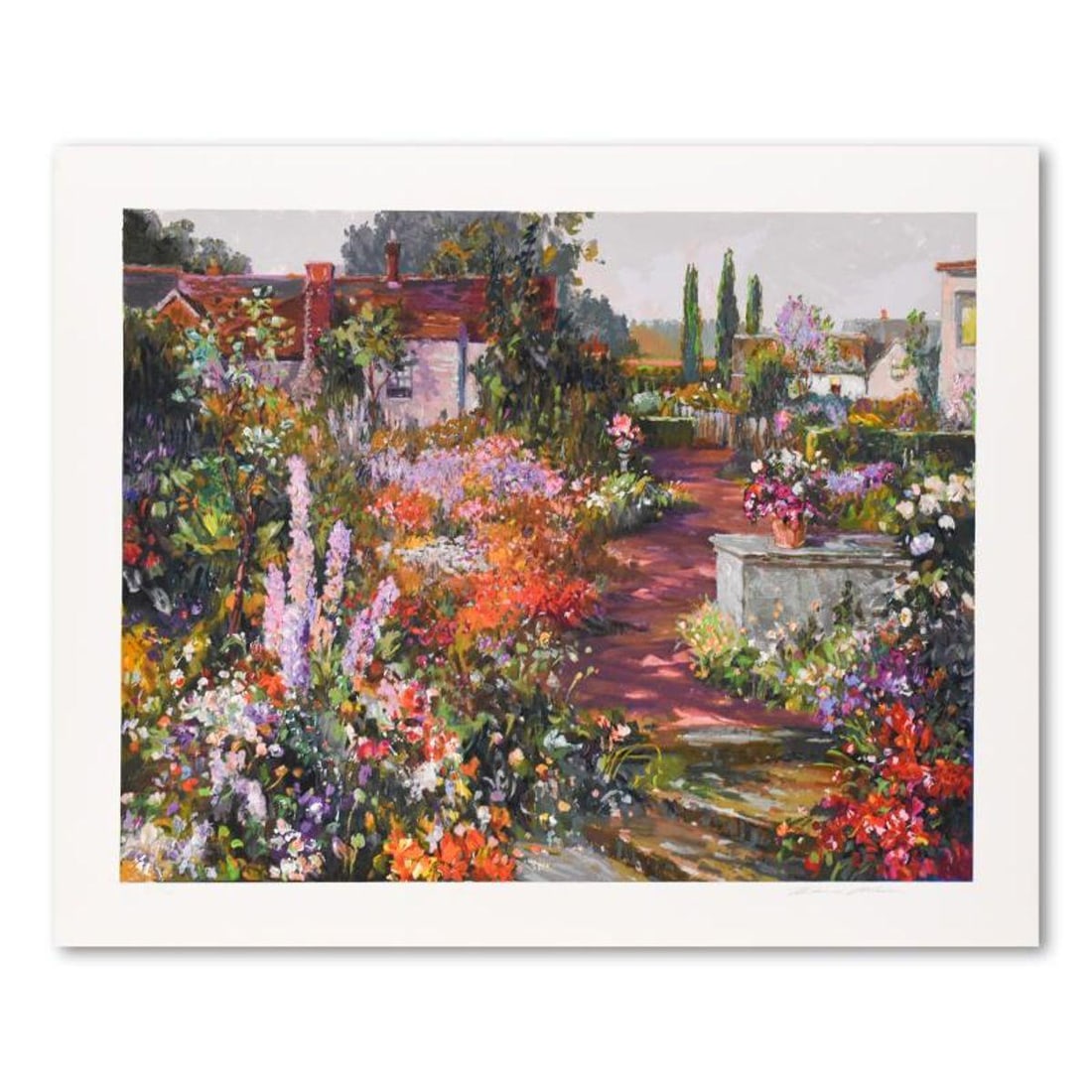 Henri Plisson (1933-2006), "British Garden" Limited Edition Serigraph, Numbered and Hand Signed with: British Garden is a limited edition serigraph on paper by Henri Plisson (1933-2006), numbered and hand signed by the artist. Includes Letter of Authenticity. Measures approx. 38.5" x 30.5" (border), 3