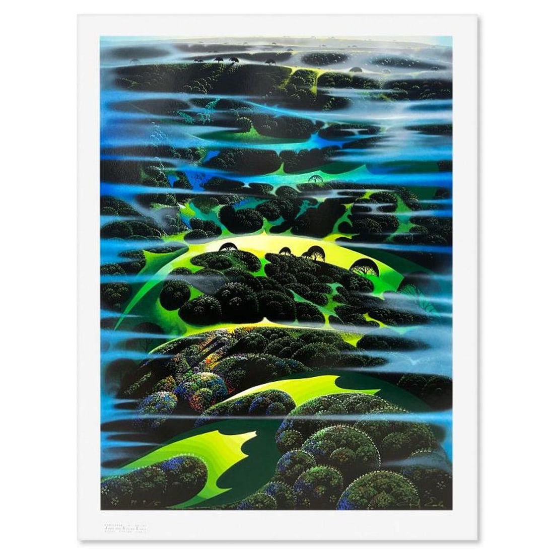 Eyvind Earle (1916-2000), "As Far as I Could See" Limited Edition Publisher's Proof (40" x 30"),: As Far as I Could See is a limited edition publisher's proof on paper by Eyvind Earle (1916-2000), numbered PP 4/5 and hand signed by the artist. Includes Letter of Authenticity. Measures approx. 44.5