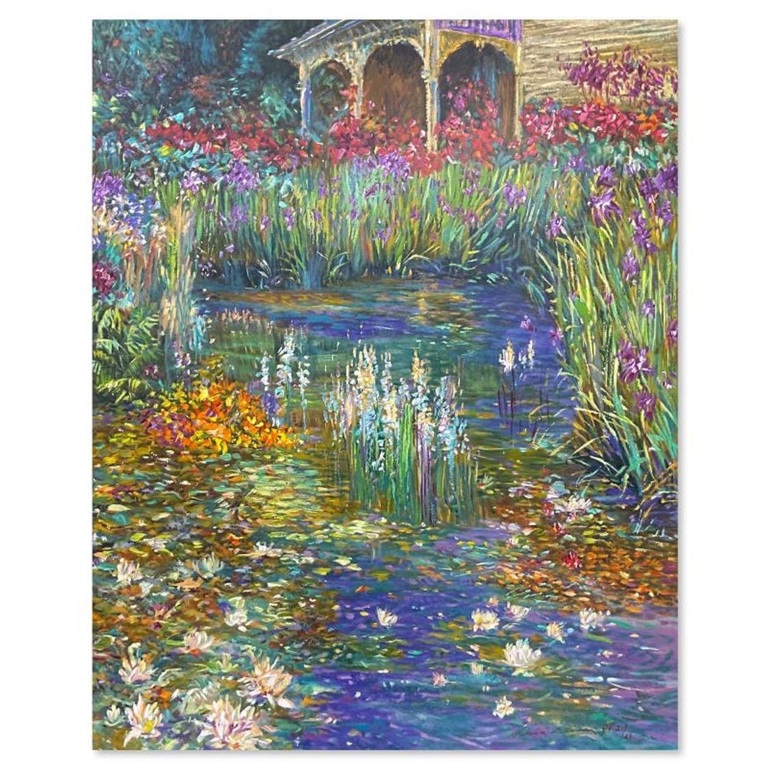 Henri Plisson (1933-2006), "Lily Pond" Limited Edition Printer's Proof on Canvas, Numbered 21/21 and: Lily Pond is a limited edition printer's proof on canvas by Henri Plisson (1933-2006), numbered 21/21 and hand signed by the artist. Includes Letter of Authenticity. Measures approx. 30" x 24" (image)