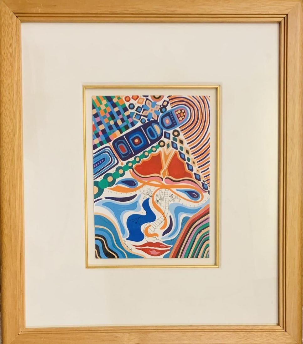 Raphael Abecassis- Gaouche on paper "Profile": Artist: Raphael Abecassis. Medium: Gaouche on paper. Title: Profile. Size: 11" x 8". Measures approx. 25" x 19" (framed). Signature: Hand Signed. Reference#: 28115.