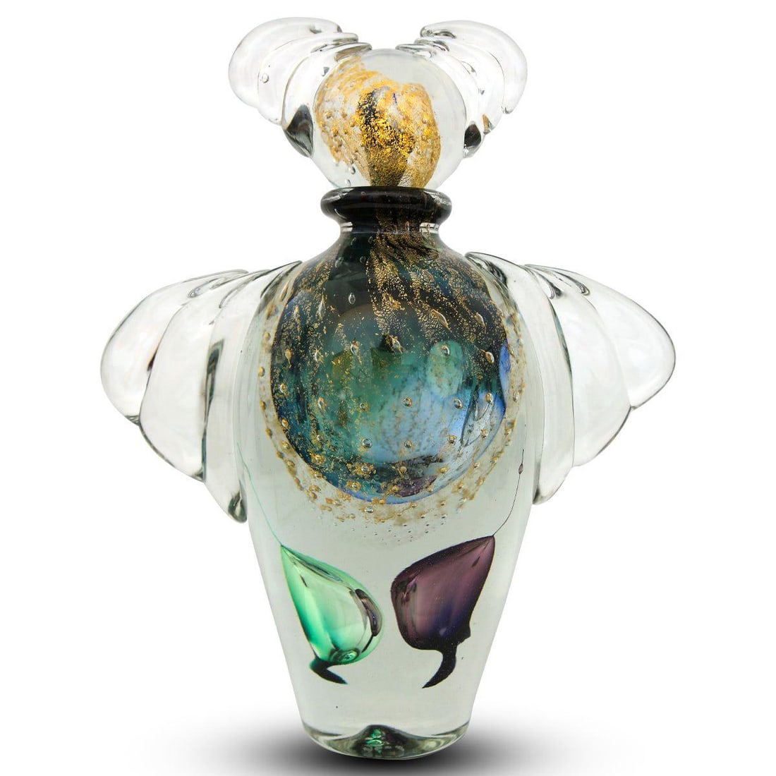 Jean-Claude Novaro- Handmade Glass "Angel Vase, Blue and Purple": Artist: Jean-Claude Novaro. Medium: Handmade Glass. Title: Angel Vase, Blue and Purple. Size: 12" x 9". Signature: Signed and Dated. Additional: Size: 12x9x5. Reference#: 74442.