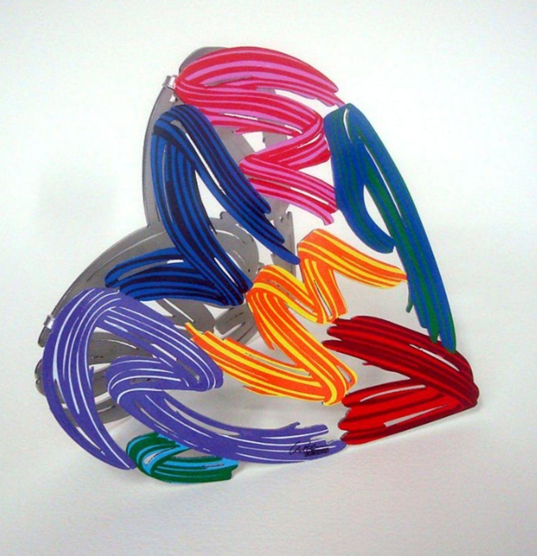 David Gerstein- Free Standing Sculpture "Strokes of Love": Artist: David Gerstein. Medium: Free Standing Sculpture. Title: Strokes of Love. Size: 8.6" x 7.5". Signature: Signed by the artist. Certificate of Authenticity: Is included. Additional: This piece is