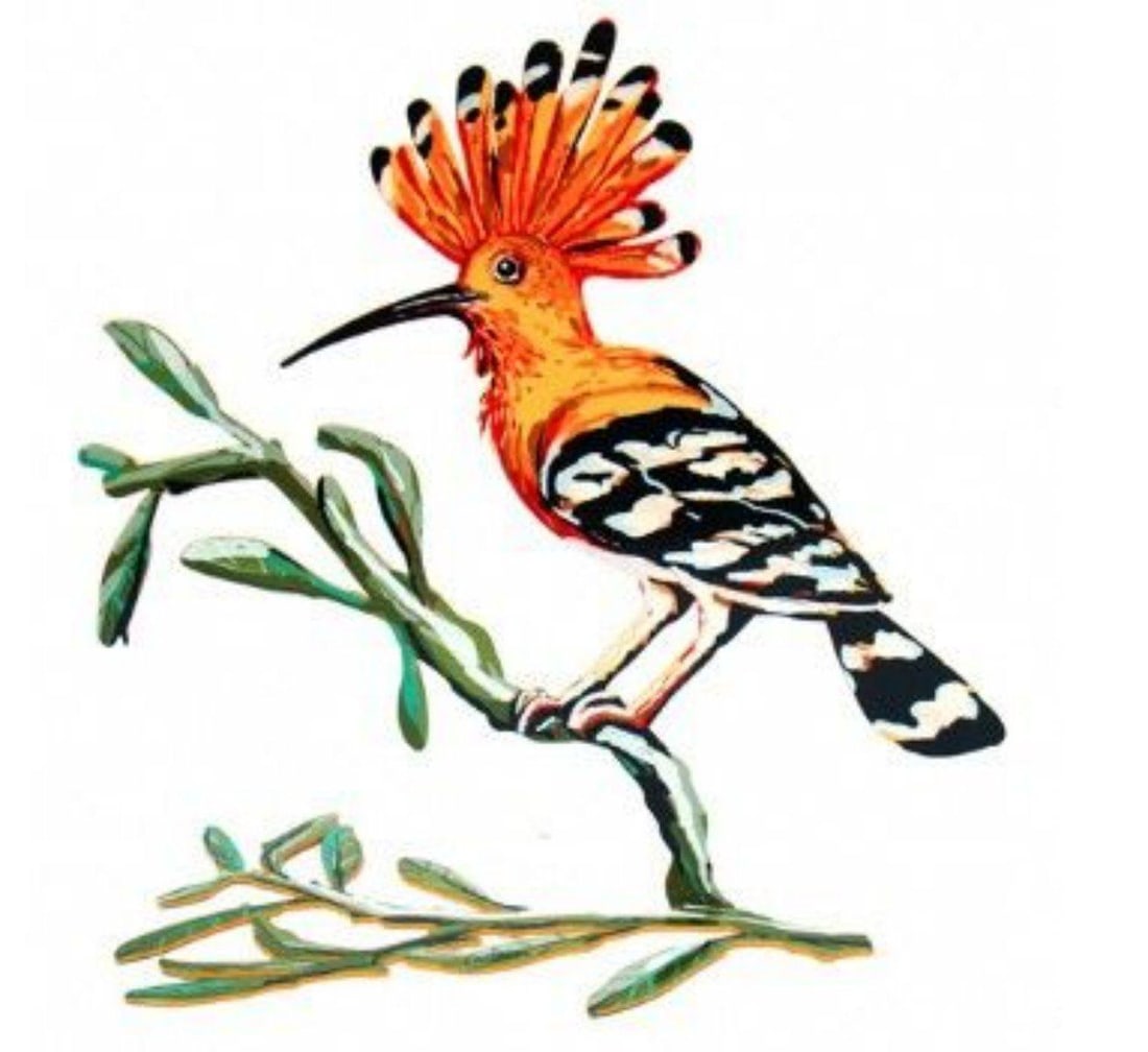 David Gerstein- Free Standing Sculpture "Hoopoe Bird": Artist: David Gerstein. Medium: Free Standing Sculpture. Title: Hoopoe Bird. Size: 12" x 6". Signature: Signed by the artist. Certificate of Authenticity: Is included. Additional: This piece is free s