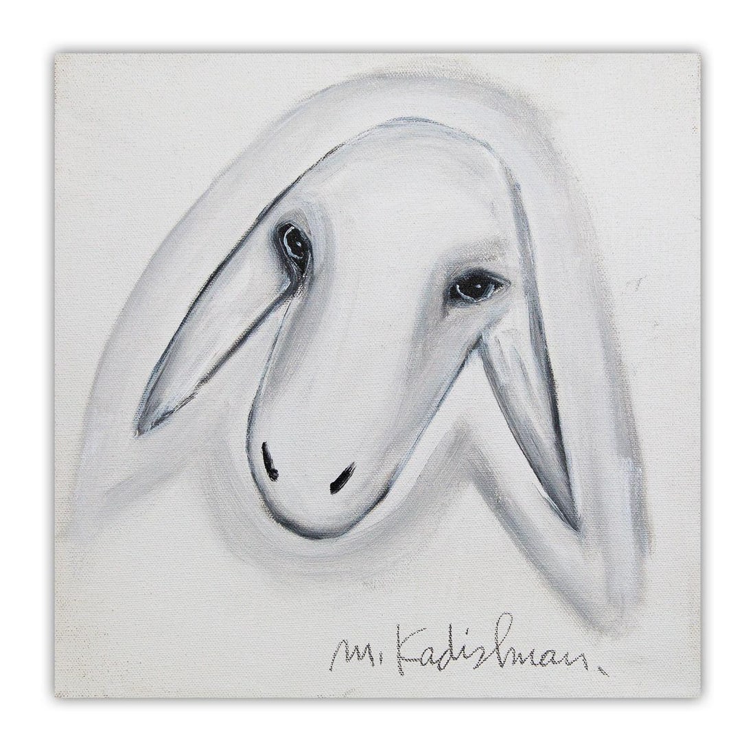 Menashe Kadishman- Original Acrylic on Canvas "Untitled": Artist: Menashe Kadishman. Medium: Original Acrylic on Canvas. Title: Untitled. Size: 12" x 12". Signature: Hand Signed by the artist. Certificate of Authenticity: Is included. Additional: Stretched a