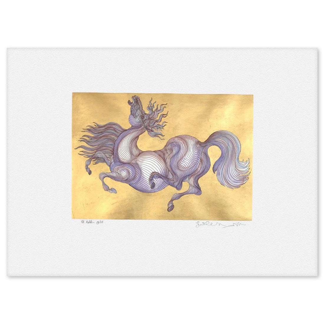 Guillaume Azoulay- Etching "Hidden Horse": Artist: Guillaume Azoulay. Medium: Etching. Title: Hidden Horse. Size: 20" x 26.5". Signature: Hand Signed. Reference#: 74603.