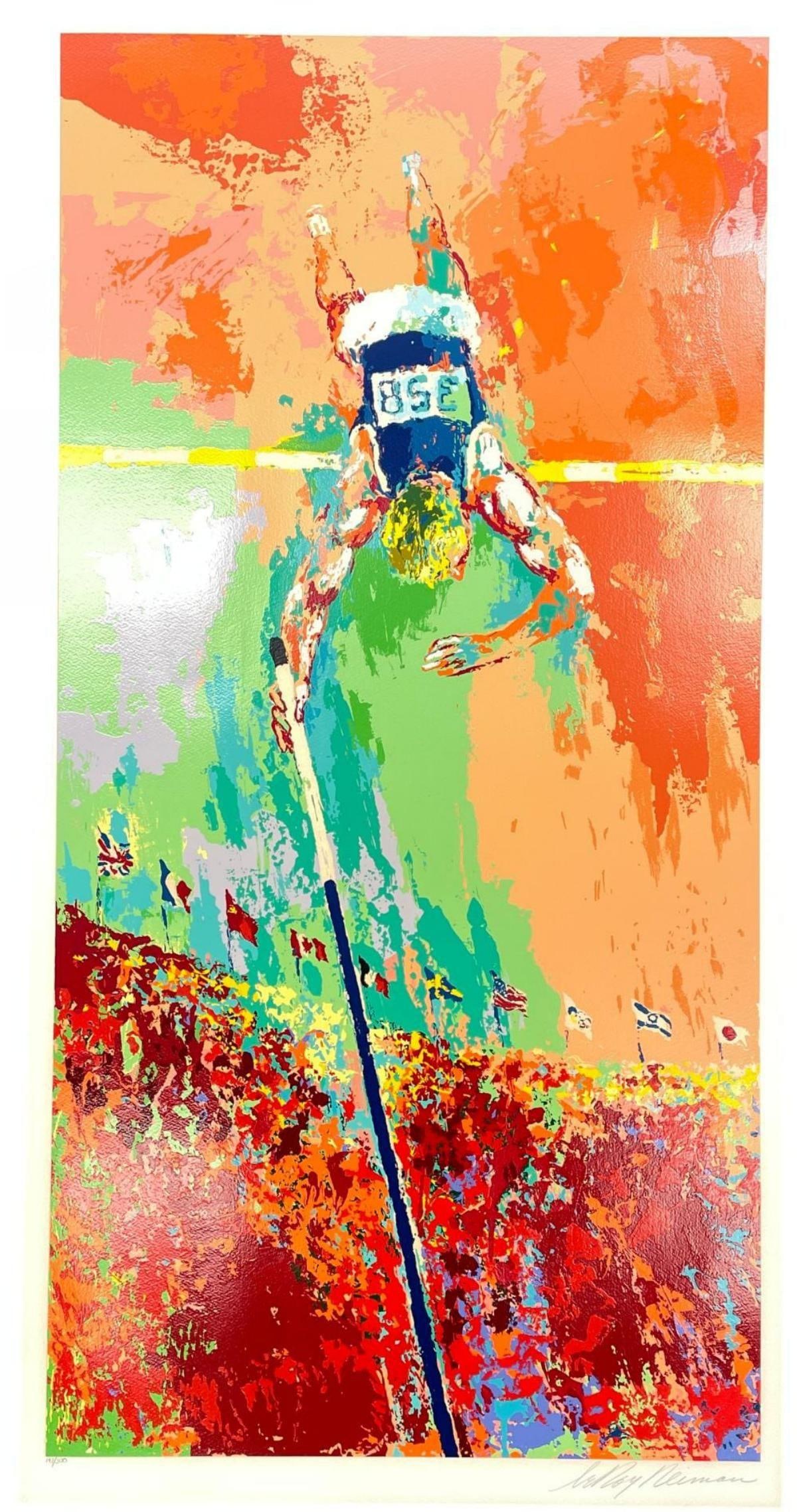 Leroy Neiman- Serigraph "Pole Vaulter": Artist: Leroy Neiman. Medium: Serigraph. Title: Pole Vaulter. Size: 42" x 21". Signature: Signed and numbered. Additional: Circa/Year: 1979. Reference#: 25029.