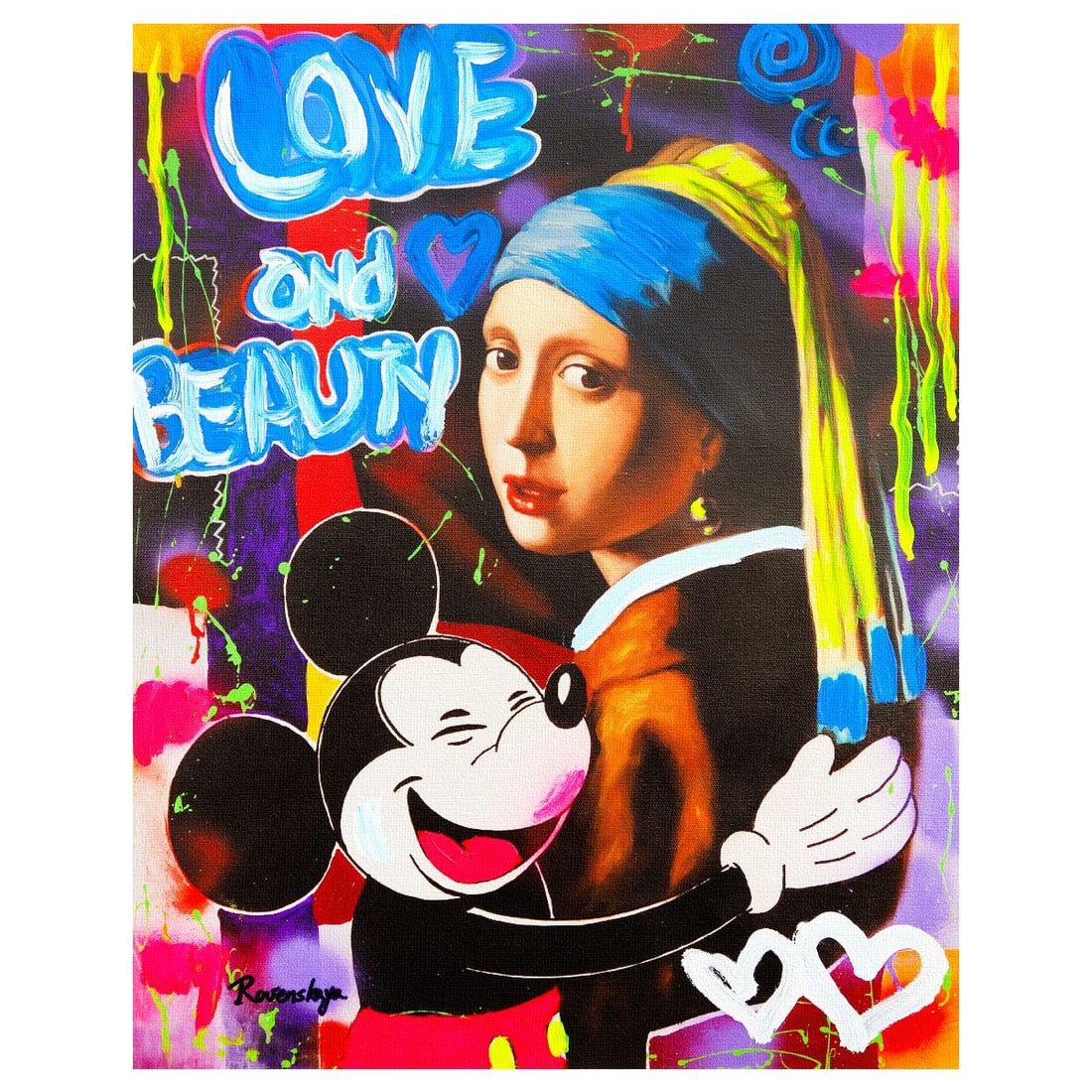 Nastya Rovenskaya- Mixed Media on Canvas "Classic Love I": Artist: Nastya Rovenskaya. Medium: Mixed Media on Canvas. Title: Classic Love I. Size: 20" x 16". Signature: Hand signed. Certificate of Authenticity: Is included. Reference#: 26311.