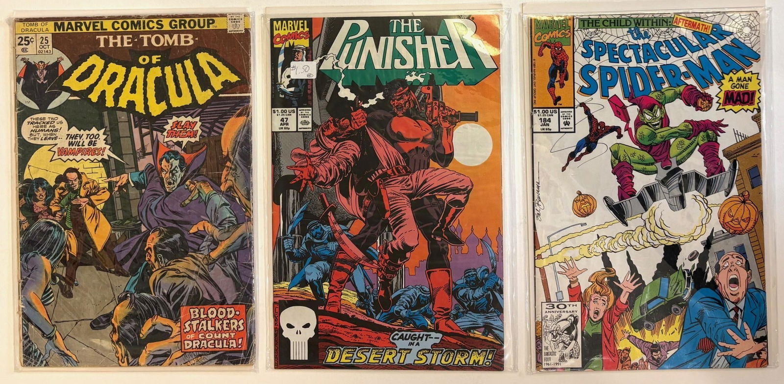 Vintage Comics- Vintage comic book collection of 3 comics: Artist: Vintage Comics. Medium: Vintage comic book collection of 3 comics. Additional: Dated 1980's, 1990's . Condition : in very good condition each individually stored in plastic. Reference#: 25220.