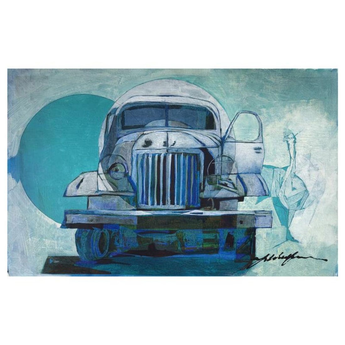 Wolfson, "Zil Snow" Hand Signed Original Painting on Canvas with Letter of Authenticity.: Zil Snow is an original painting, acrylic on canvas, by Wolfson. Hand signed by the artist, it is accompanied by a letter of authenticity. Measures approximately 11" x 17 (image).