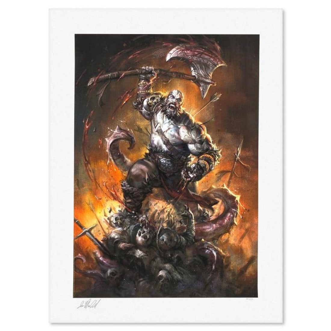 Ian MacDonald, "Grog Strongjaw" Limited Edition, PP Numbered 3/4 and Signed with Letter of: Grog Strongjaw is a limited edition giclee on paper by Ian MacDonald, PP numbered 3/4 and bearing the authorized signature of the artist. Includes Letter of Authenticity. Measures approx. 24" x 18" (b