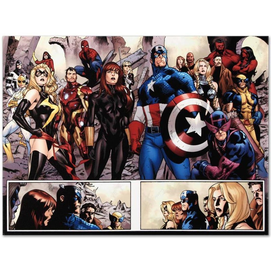 Marvel Comics "Fear Itself #7" Numbered Limited Edition Giclee on Canvas by Stuart Immonen with COA.: A piece of comic book history, this limited edition, from original art by Stuart Immonen, depicts classic Marvel characters. Stuart Immonen is a Canadian comic book artist. He is best known for his wo