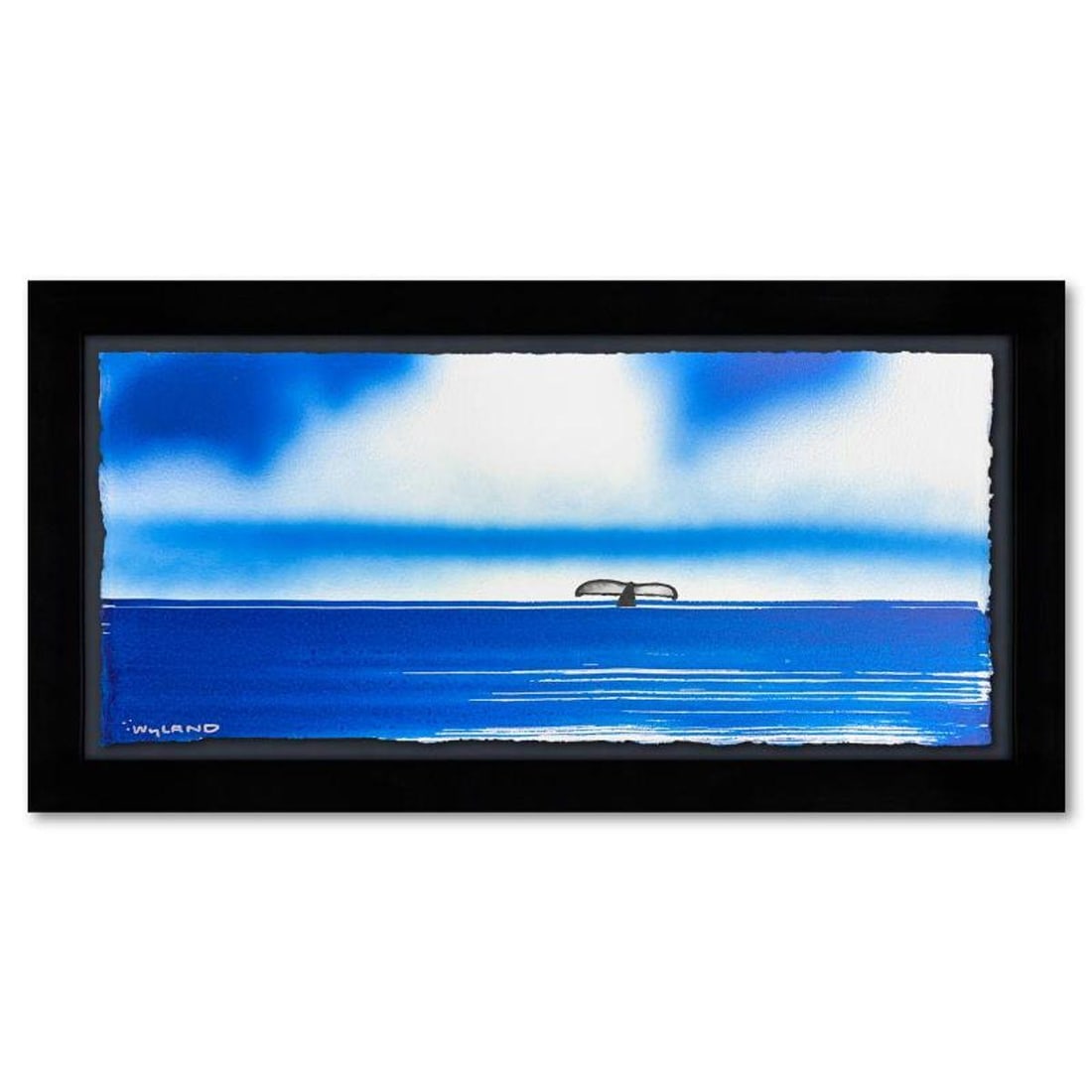 Wyland, "Fluke" Framed, Hand Signed Original Painting with Letter of Authenticity.: Fluke is an original painting acrylic on deckle edge paper by Wyland. Hand signed by the artist, the piece comes custom framed and with a letter of authenticity. Measures approximately 14.5" x 26.5" (