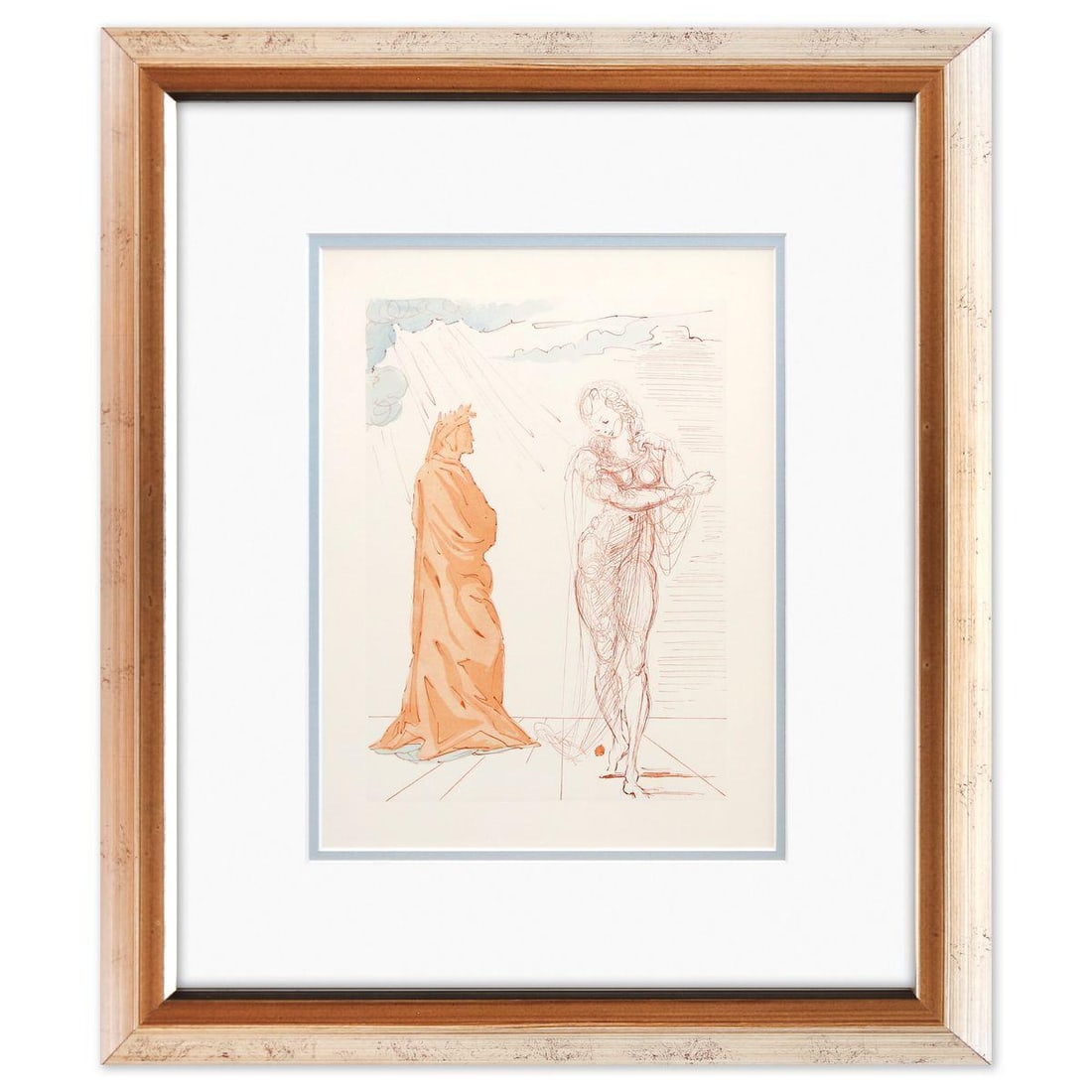 Salvador Dali- Original Color Woodcut on B.F.K. Rives Paper "Inferno 2": Artist: Salvador Dali. Medium: Original Color Woodcut on B.F.K. Rives Paper. Title: Inferno 2. Size: 13" x 10". Measures approx. 21" x 18" (framed). Certificate of Authenticity: Is included. Additiona