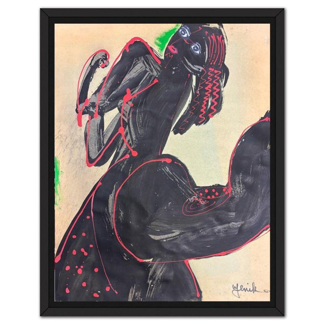 Jenik Cook, Framed Hand Signed Original Painting with Letter of Authenticity.: This is an original acrylic painting on paper by Jenik Cook. Hand signed by the artist, it includes Letter of Authenticity. This piece comes from the artist's personal collection. Measures approximate