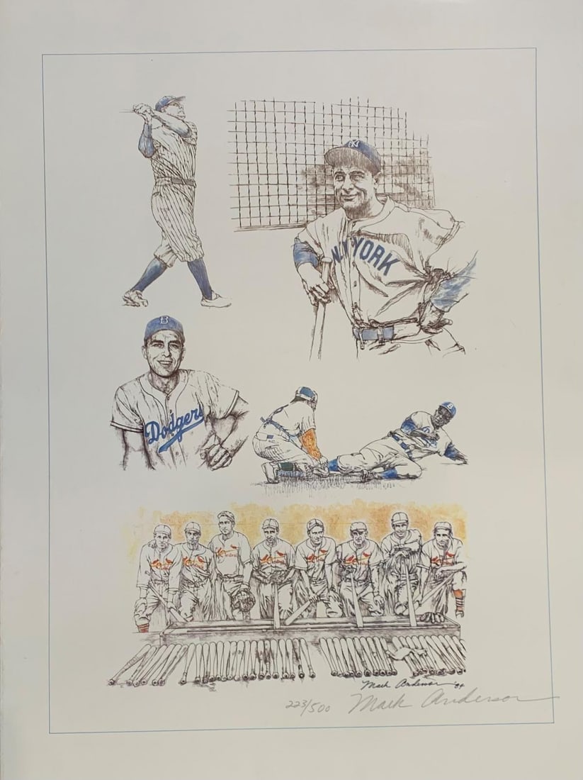Mark Andersen- Limited edition lithograph on paper "Baseball": Artist: Mark Andersen. Medium: Limited edition lithograph on paper. Title: Baseball. Size: 18" x 24". Reference#: 25077.