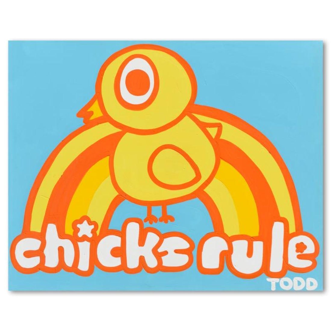 Todd Goldman, "Chicks Rule" Original Acrylic Painting on Gallery Wrapped Canvas (60" x 48"), Hand: Chicks Rule is an original acrylic painting on gallery wrapped canvas by Todd Goldman, hand signed by the artist. Includes Letter of Authenticity. Measures approx. 60" x 48" (image). Due to the way th