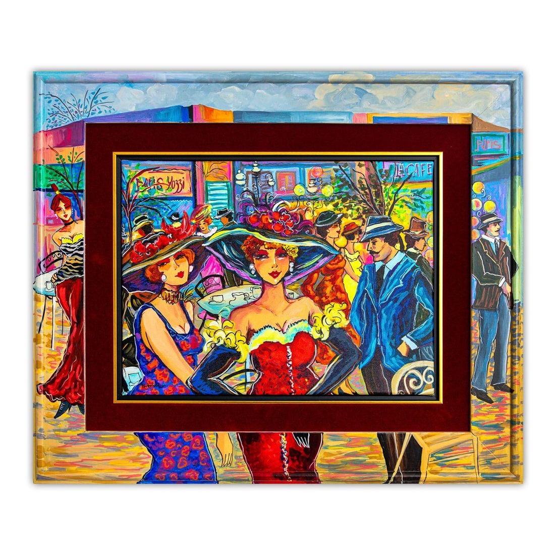 Patricia Govezensky- Original Acrylic with Hand Painted Frame "Radiance in Motion": Artist: Patricia Govezensky. Medium: Original Acrylic with Hand Painted Frame. Title: Radiance in Motion. Size: 12" x 16". Measures approx. 21" x 25" (framed). Signature: Hand Signed by the Artist. Ce