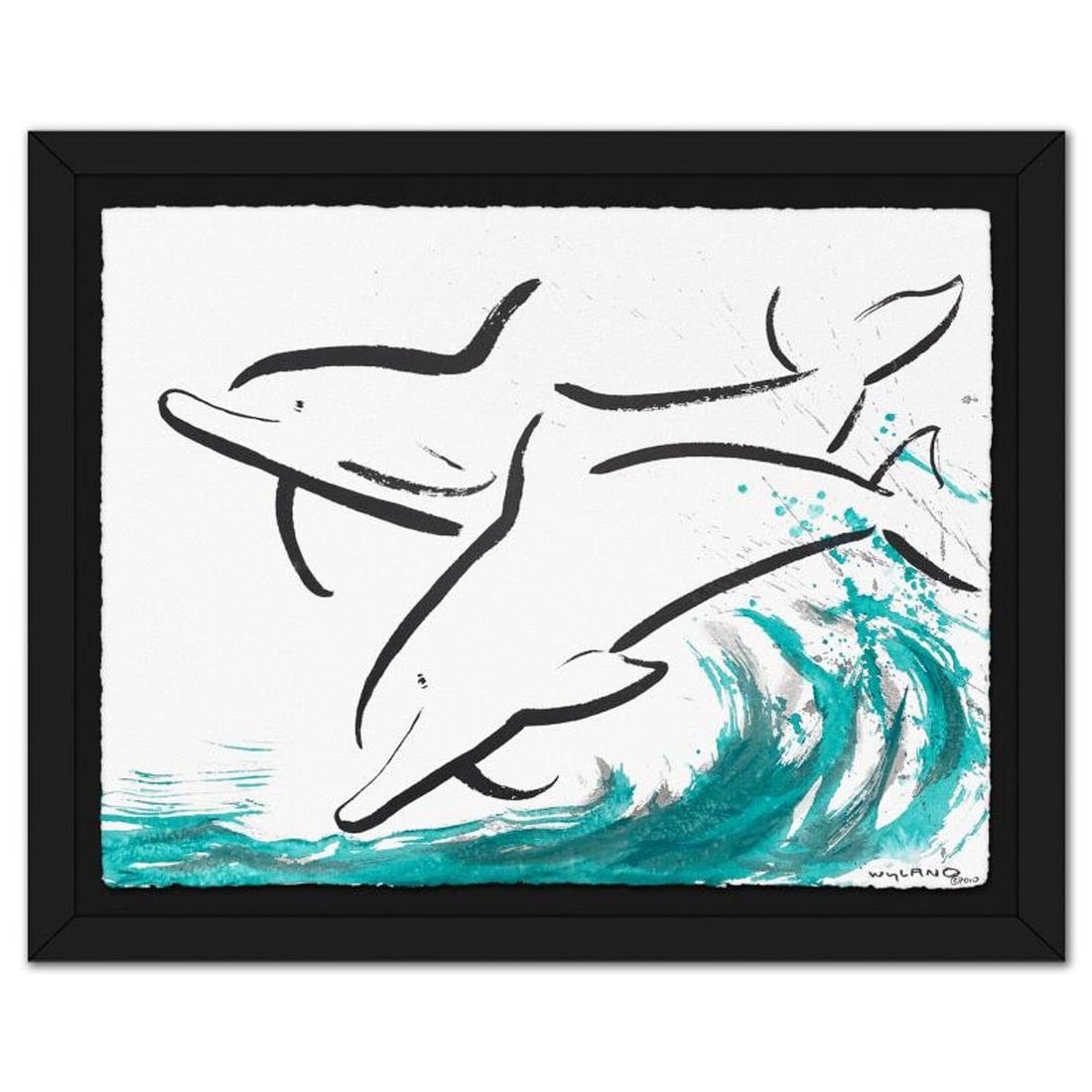 Wyland, "Dolphin Mates" Framed Original Sumi Ink Painting, Hand Signed with Letter of Authenticity.: Dolphin Mates is an original sumi ink painting on paper by Wyland, hand signed by the artist. This piece comes custom framed. Includes Letter of Authenticity. Measures approx. 30" x 37" (frame), 23" x