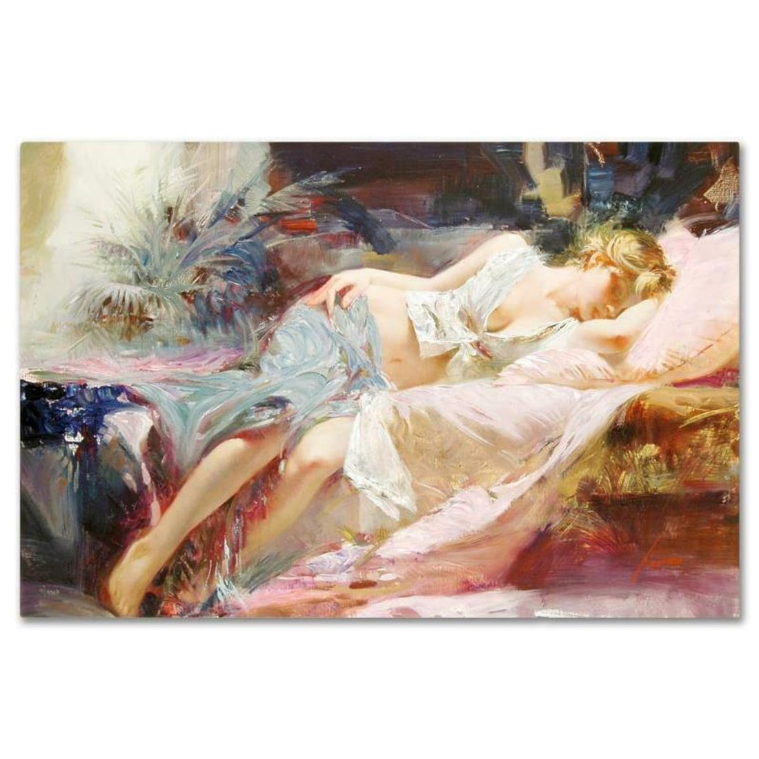 Pino (1939-2010), "Lost in Dreams" Hand Embellished Limited Edition on Canvas (40" x 26"), Numbered: Lost in Dreams is a hand embellished limited edition giclee on canvas by Pino (1939-2010), numbered and hand signed. Includes Certificate of Authenticity. Measures approx. 40" x 26" (image). This piec