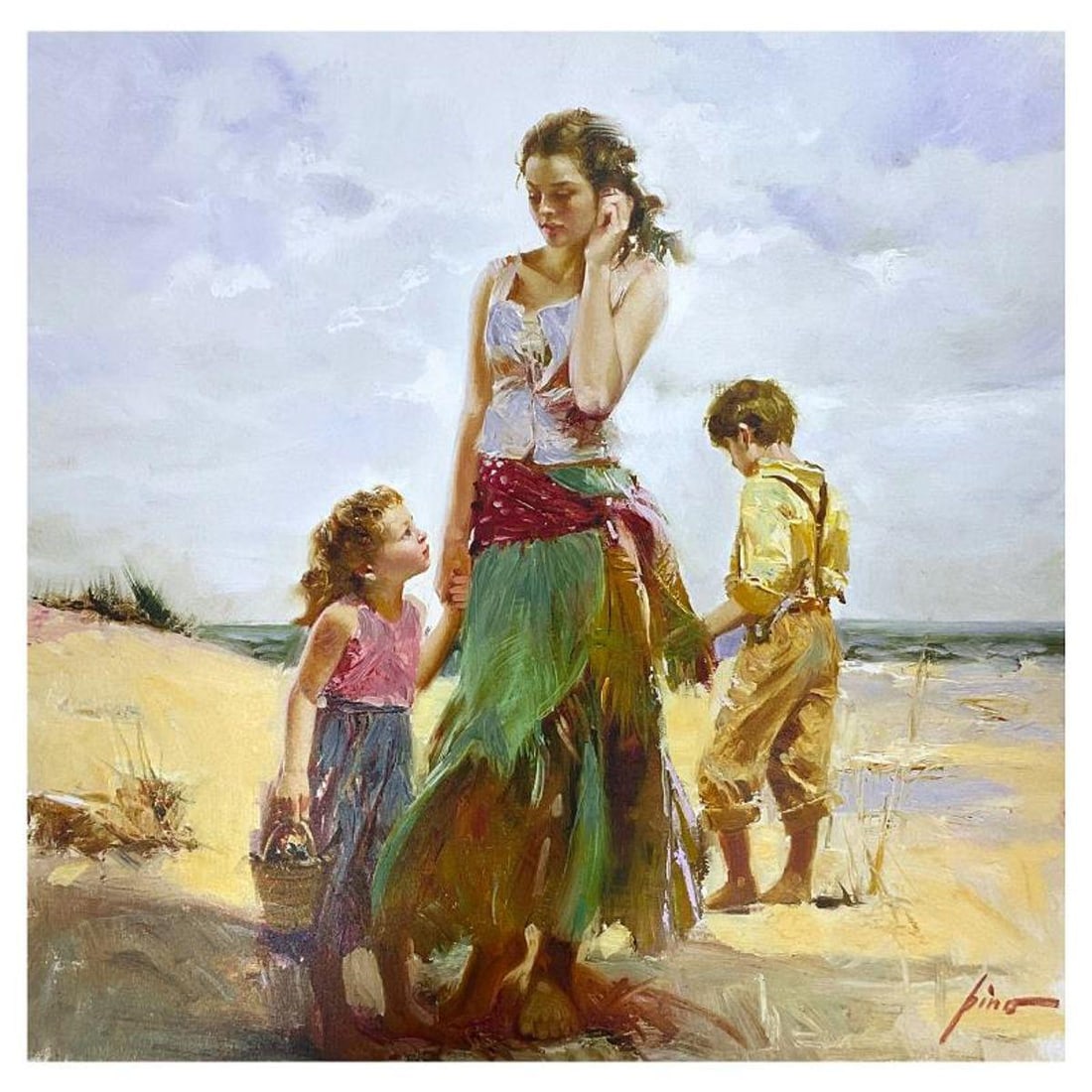 Pino (1939-2010) "Golden Afternoon" Hand Embellished Limited Edition on Canvas, Numbered and Hand: Golden Afternoon is an hand embellished limited edition giclee on canvas by Pino (1939-2010), numbered and hand signed by the artist. Includes Certificate of Authenticity. Measures approx. 30" x 30" (