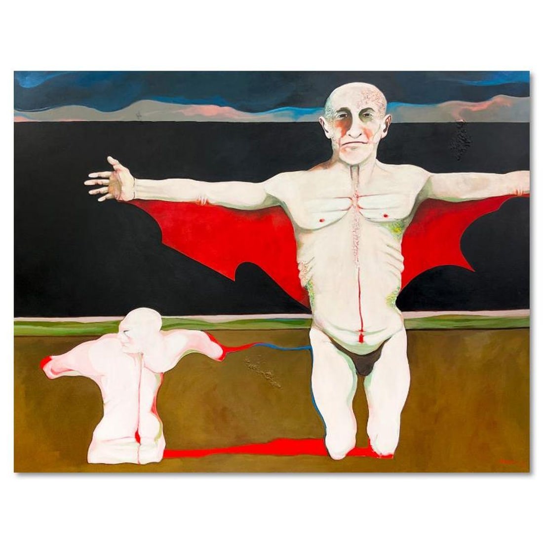 Milton Berwin (1925-2023), Original Painting on Canvas (52" x 66"), Hand Signed with Letter of: This is an original painting on stretched canvas by Milton Berwin (1925-2023), hand signed by the artist. Includes Letter of Authenticity. Measures approx. 52" x 66" (image). Local pickup from our war