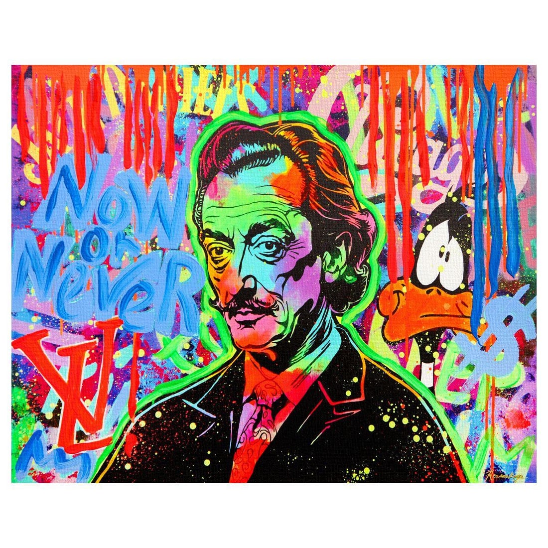 Nastya Rovenskaya- Mixed Media on Canvas "Dali": Artist: Nastya Rovenskaya. Medium: Mixed Media on Canvas. Title: Dali. Size: 16" x 20". Signature: Hand signed. Certificate of Authenticity: Is included. Reference#: 26310.