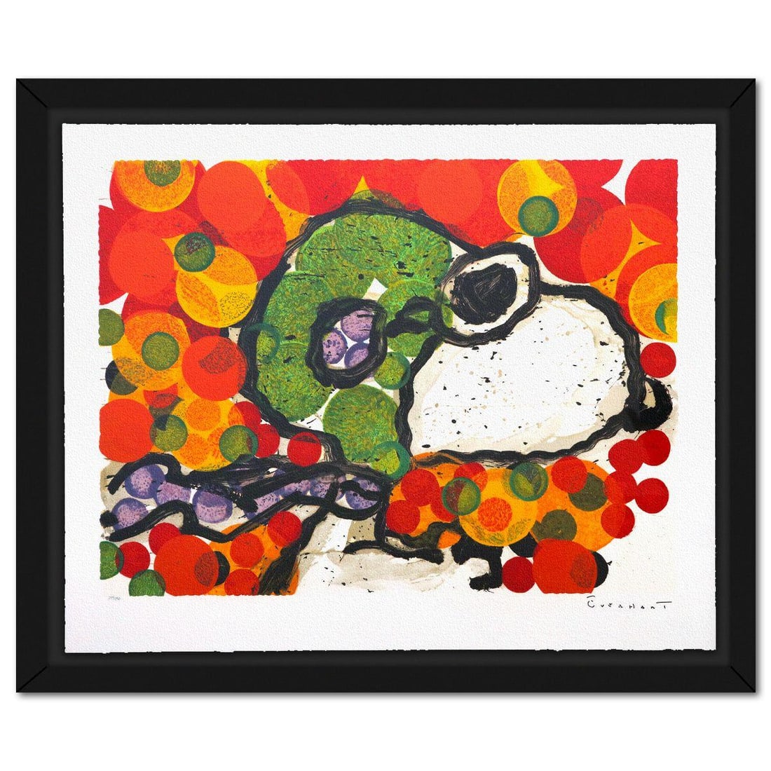 Tom Everhart- Hand Pulled Original Lithograph "Synchronize My Boogie-Afternoon": Artist: Tom Everhart. Medium: Hand Pulled Original Lithograph. Title: Synchronize My Boogie-Afternoon. Size: 27" x 34". Measures approx. 32" x 39" (framed). Signature: Hand signed and numbered. Certif