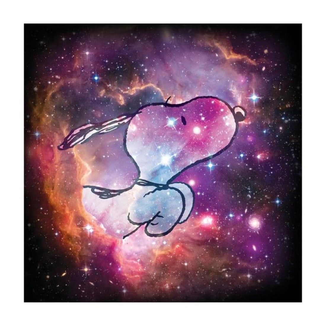 Peanuts, "Reach for the Stars" Hand Numbered Canvas (40"x40") Limited Edition Fine Art Print with: A beautiful edition combining the artwork of Schulz, with an official photograph from the NASA archives. Credited University of Wisconsin. You won't be able to stop looking at this stunning piece once